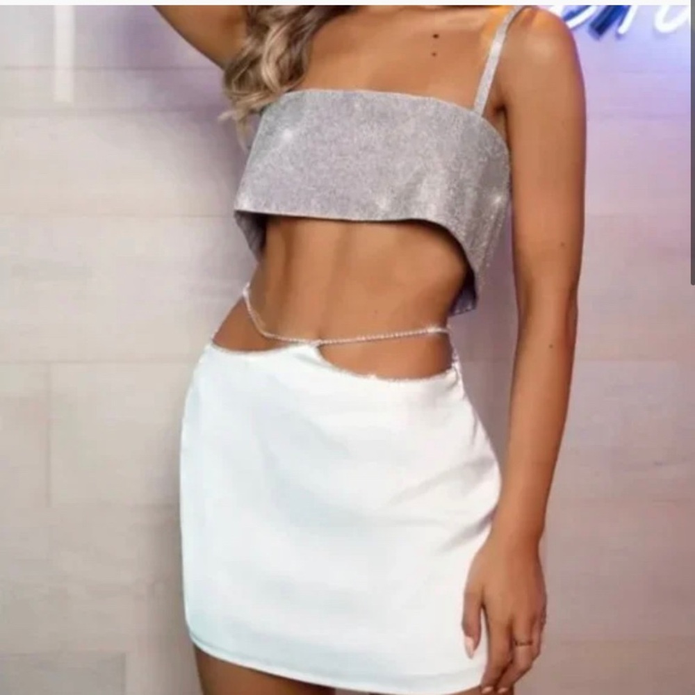 White fox mini skirt